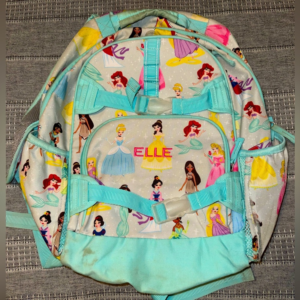 Pottery Barn Kids Disney Princess Backpack with “Elle” Embroidered Monogram.